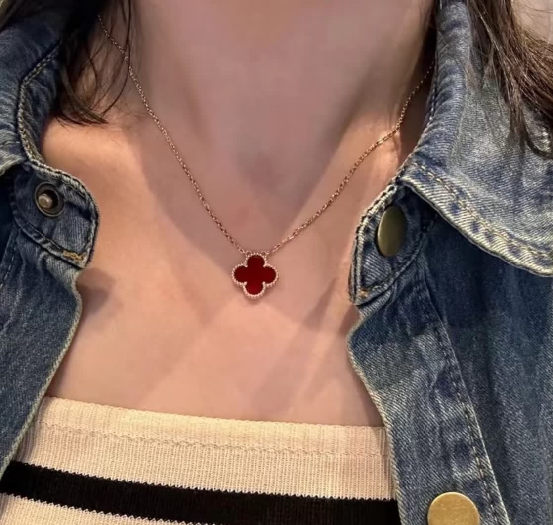 Van Cleef & Arpels Vintage Alhambra 18K Yellow Gold Ruby and Diamond Necklace